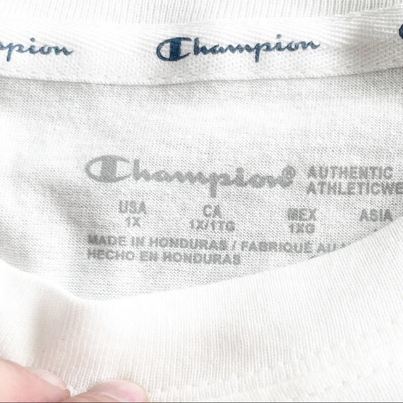 Champion Signature T Shirt White Cropped Boxy Plus Size 1X Athleisure Crew Neck - Picture 4 of 6
